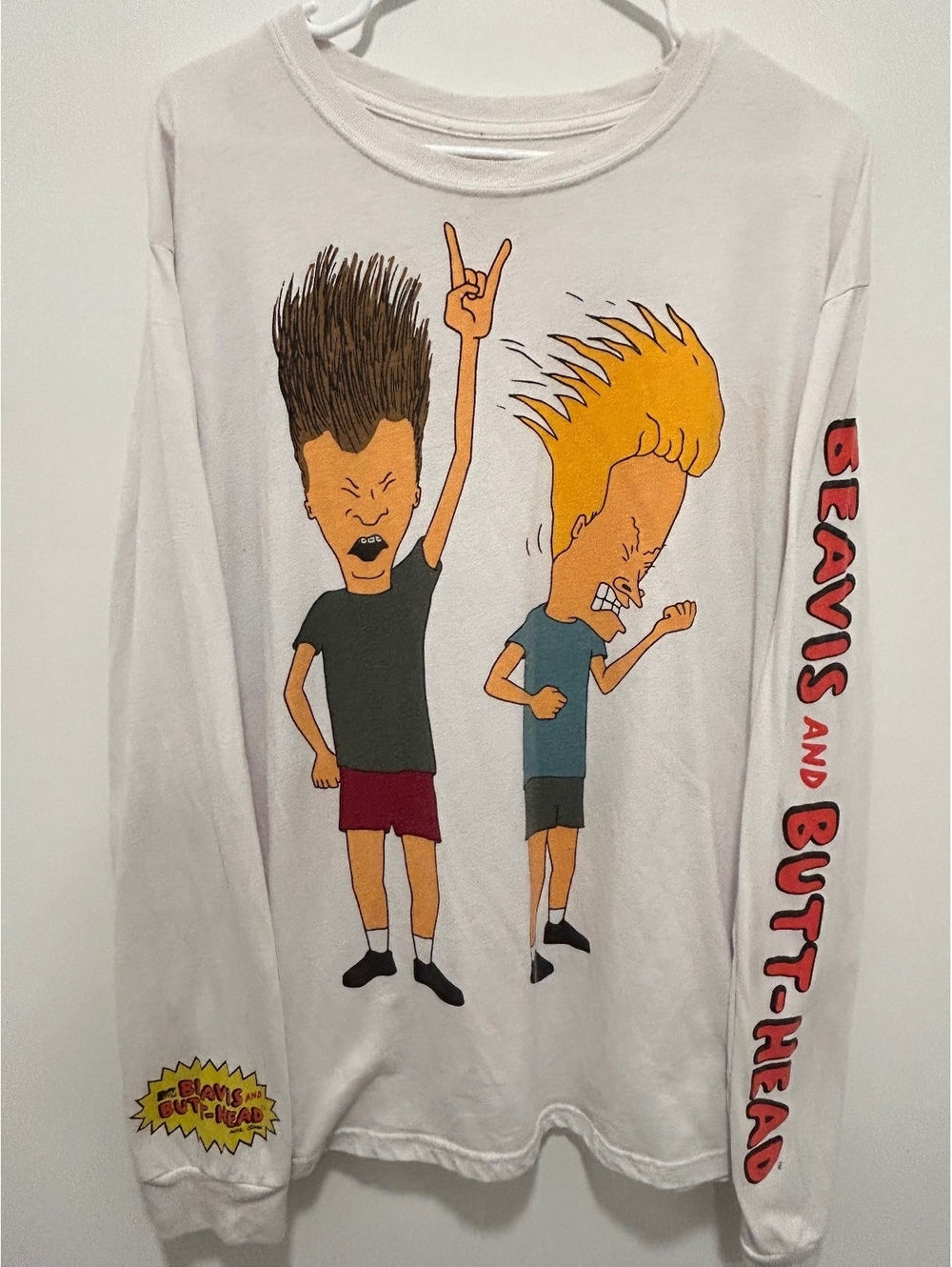 MTV Beavis and Butt-Head White Long Sleeve Graphic T-Shirt